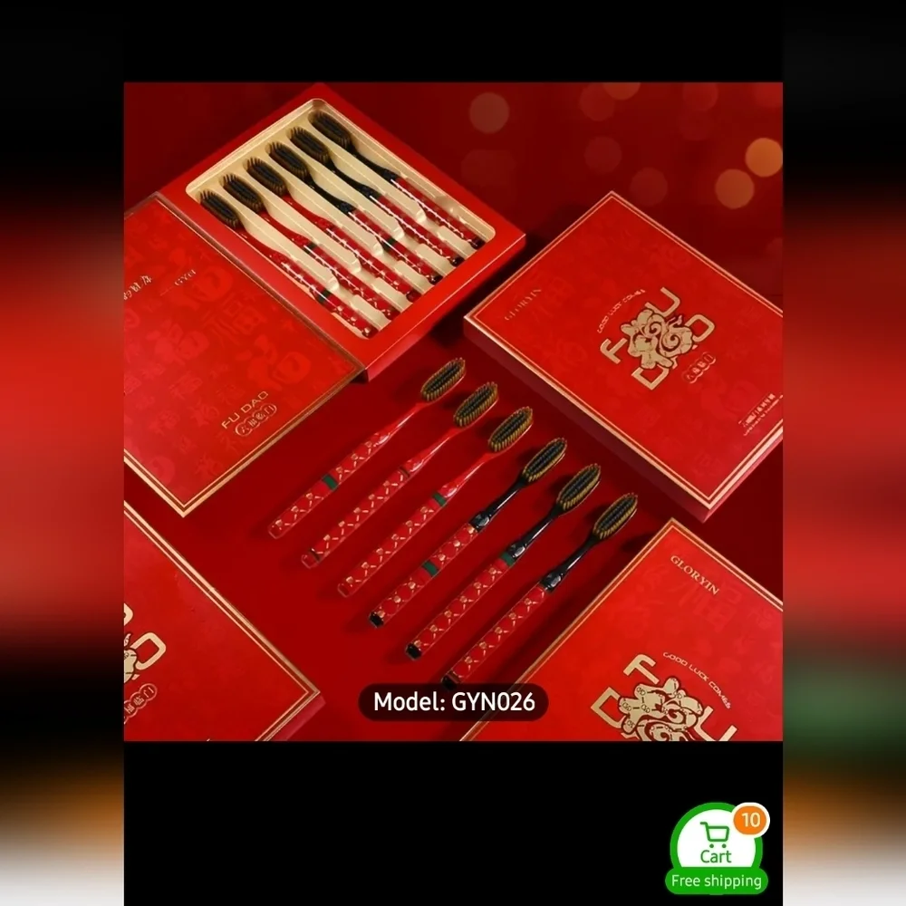 Toothbrush Set Brand New Red And Black Extended Brush Head Efficient - Picture 2 of 7